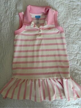 Draper James- Girls Striped Polo Dress in Pink and Cream